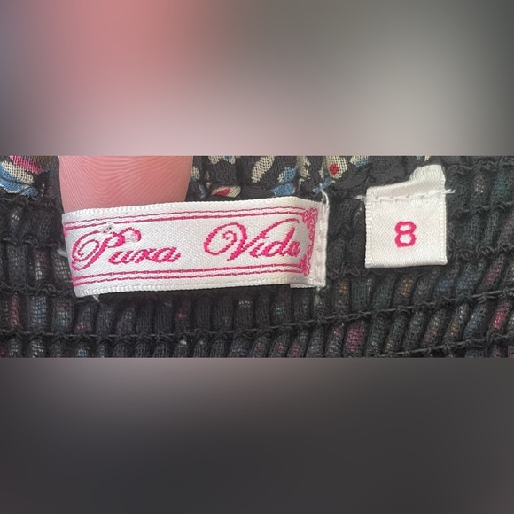 Pura Vida Fully Lined Sleeveless Long Flowy Black / Floral Maxi Dress; size 8 - Picture 3 of 8